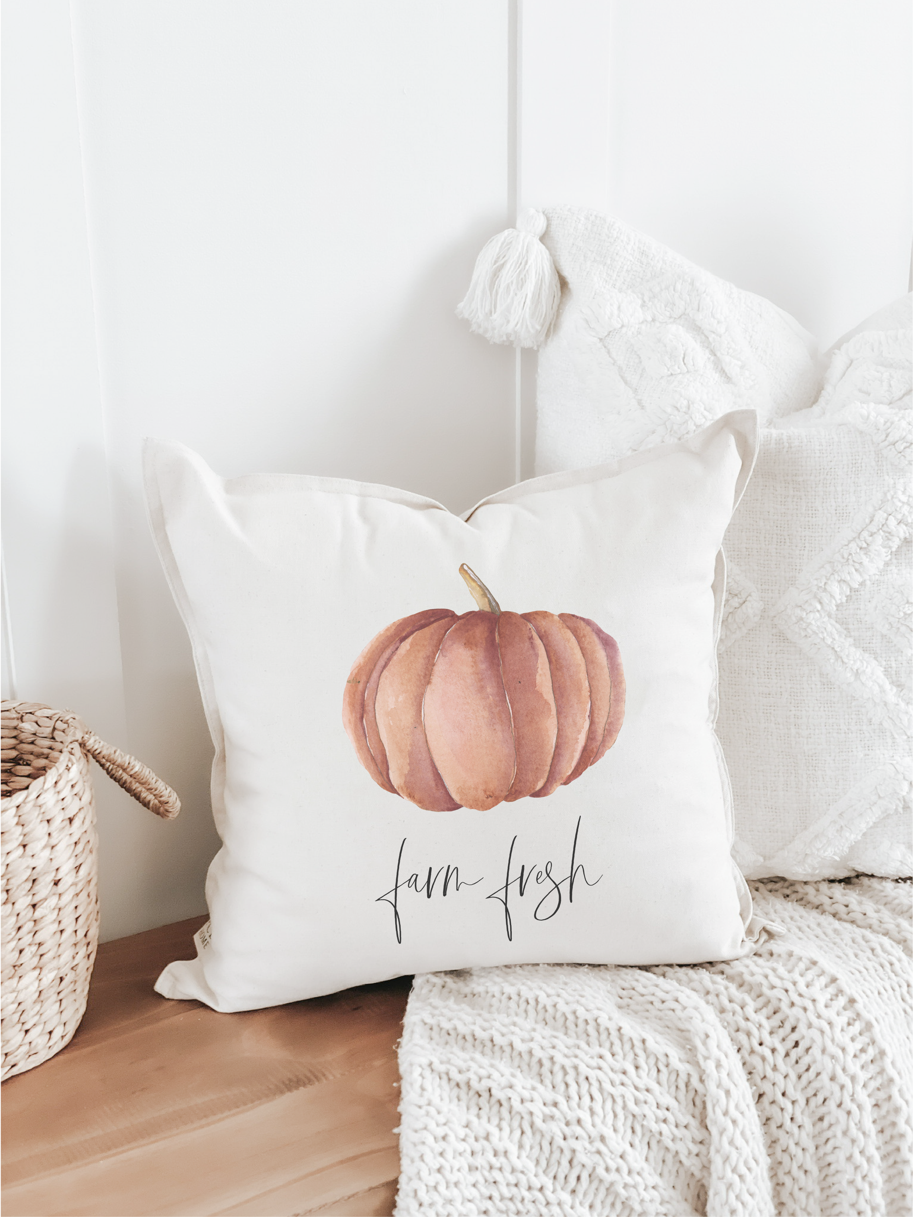 Farmers Market Fresh Pumpkins Open Daily Pillow Cover Farmhouse