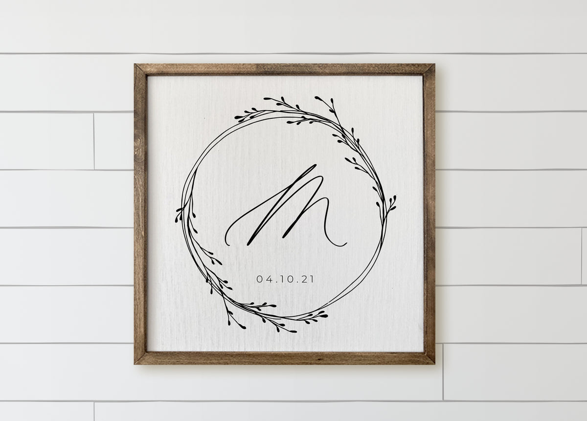 Wooden Frames - Wreath Initial