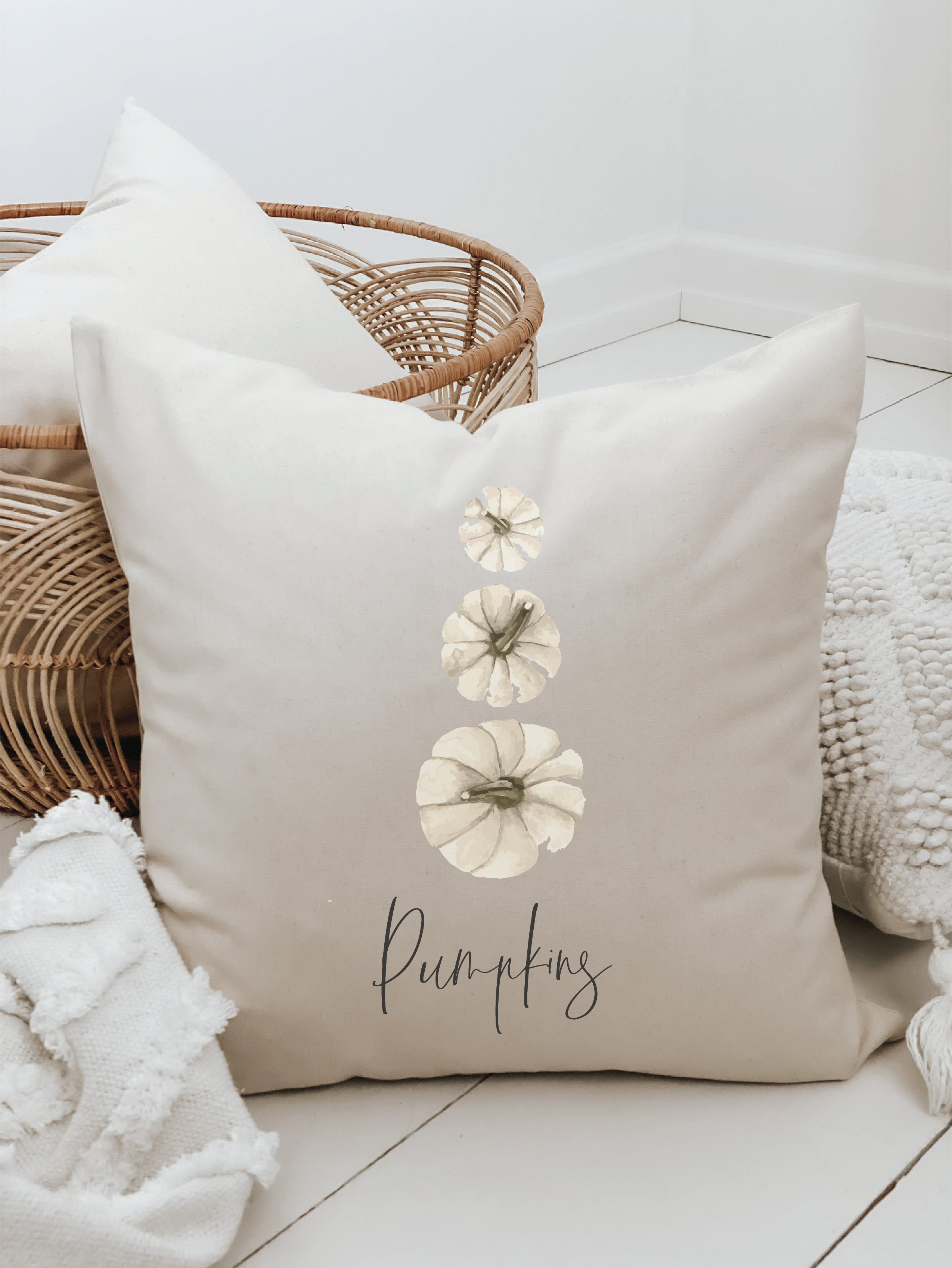 Throw Pillows - Pumpkin Stack  Autumn Watercolor