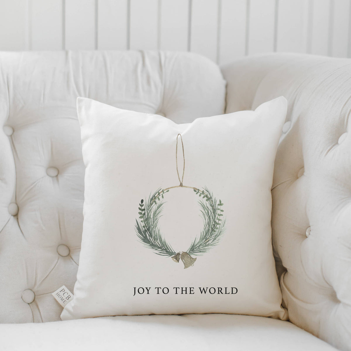 Throw Pillows - Joy to the World Wreath Watercolor