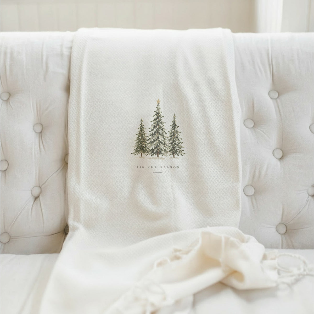 Tis The Season Christmas Tree Printed Throw Blanket