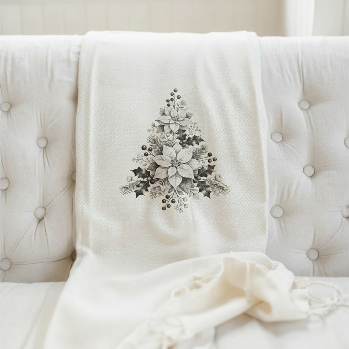 Floral Tree Foliage Christmas Throw Blanket
