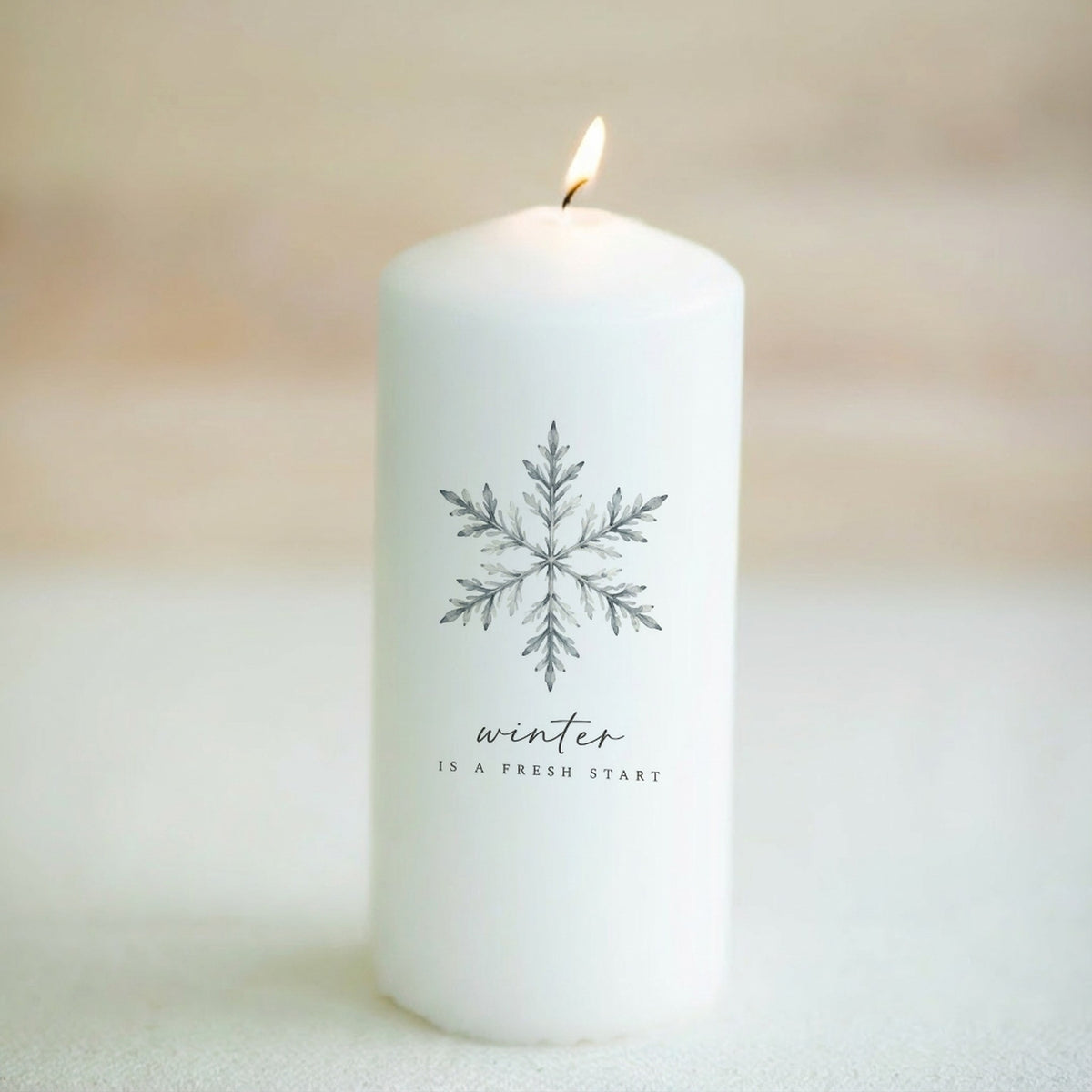 Winter Touch Printed Pillar Candle