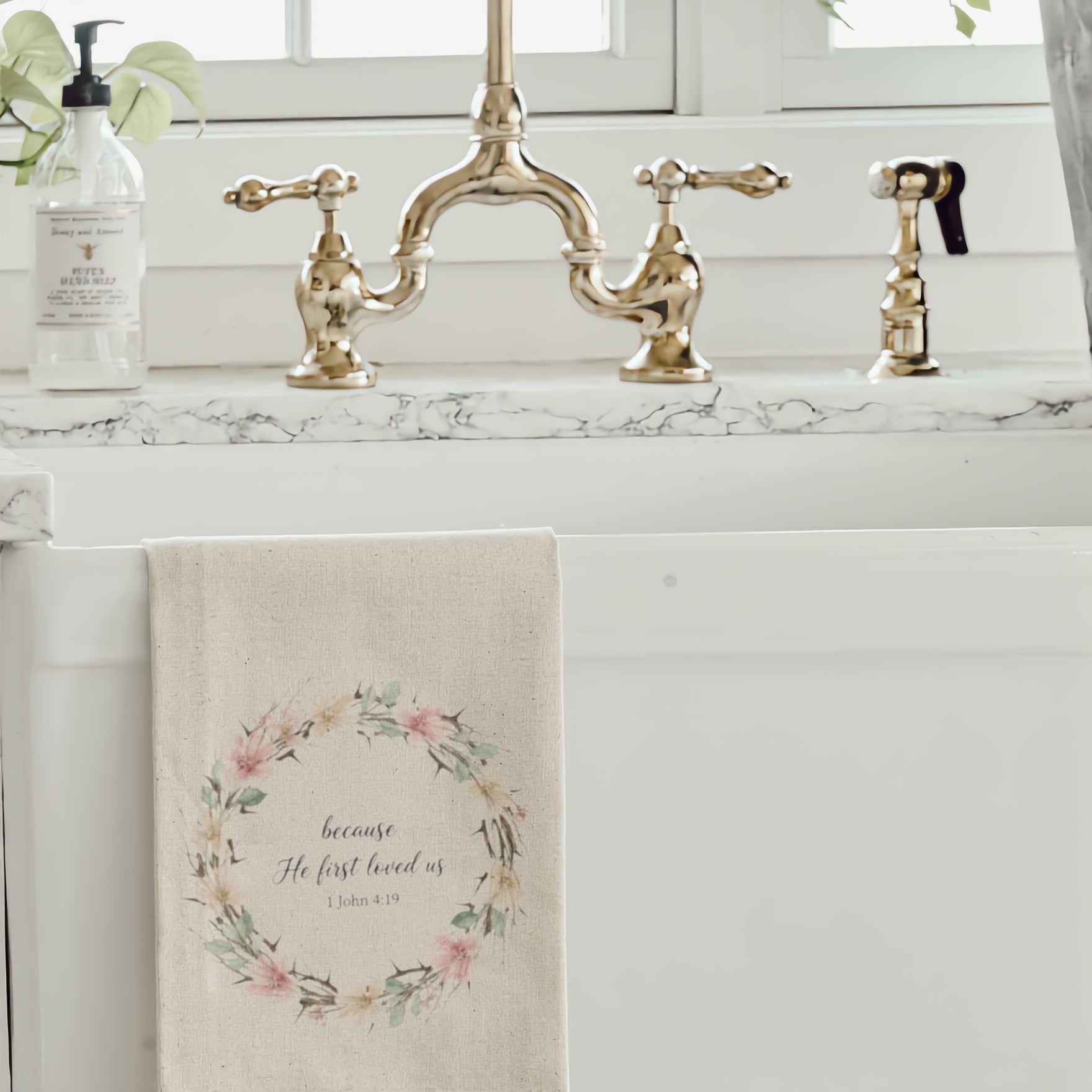 Tea Towel - He First loved Wreath