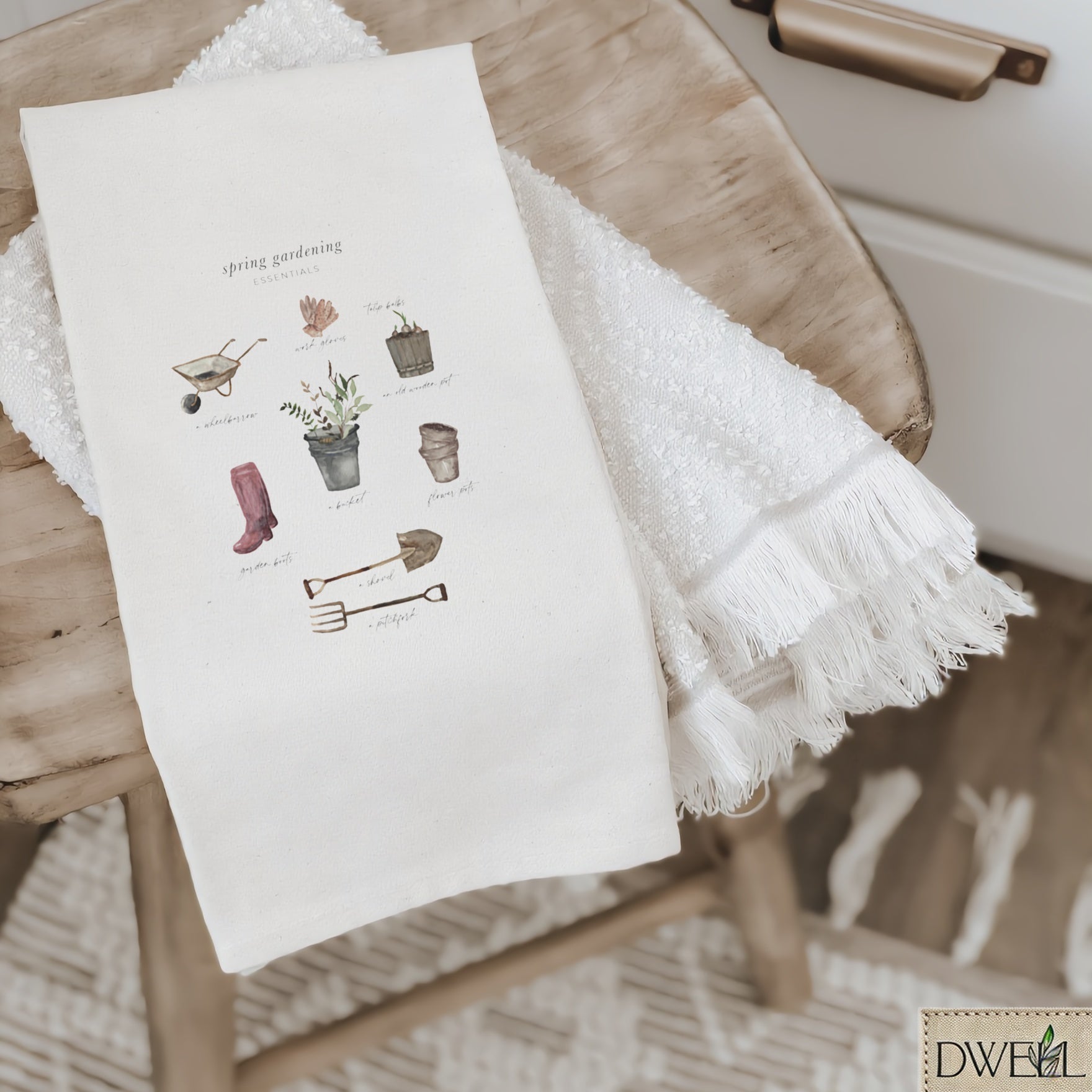 Tea Towel - Garden Essentials Watercolor