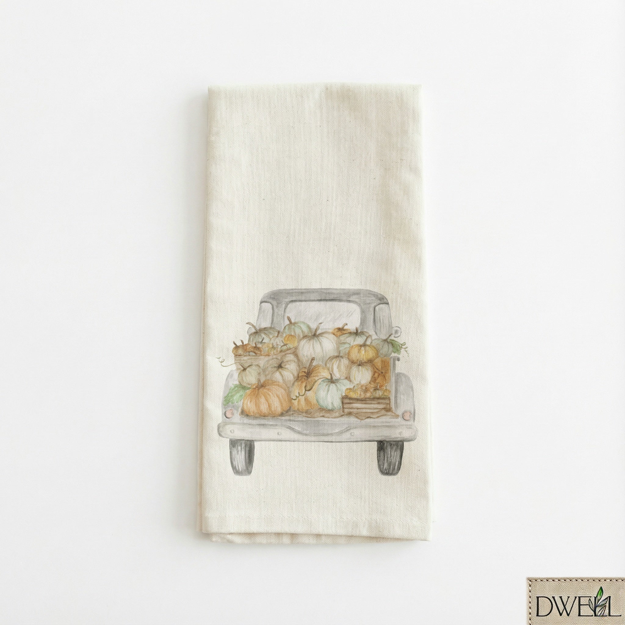 Tea Towel - Pumpkin Truck Watercolor