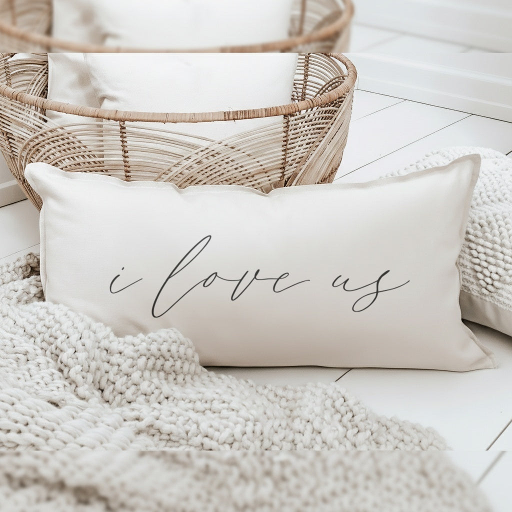 Lumbar Pillows - I Love Us Calligraphy