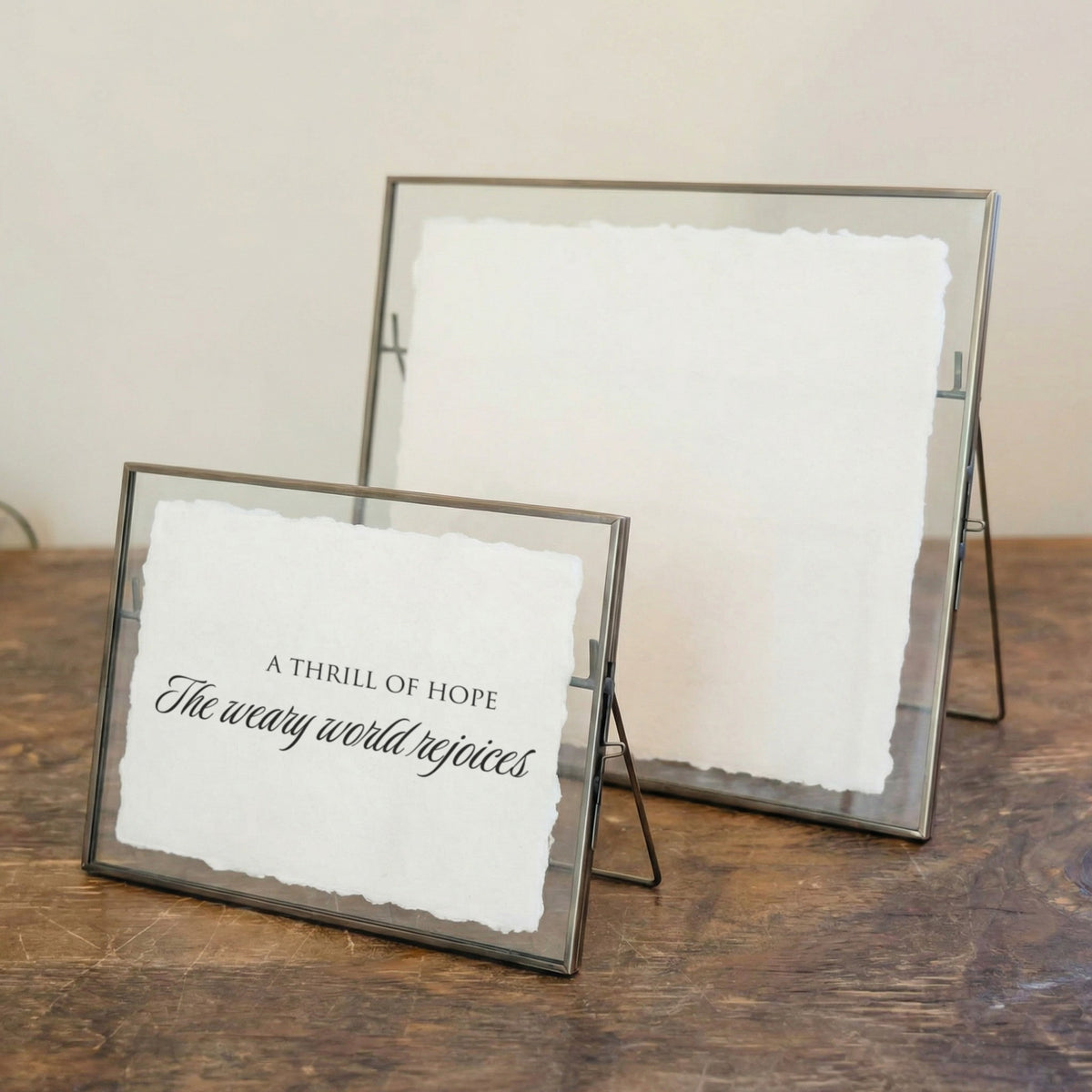 Weary World Rejoices Glass Table Frame & Art Card