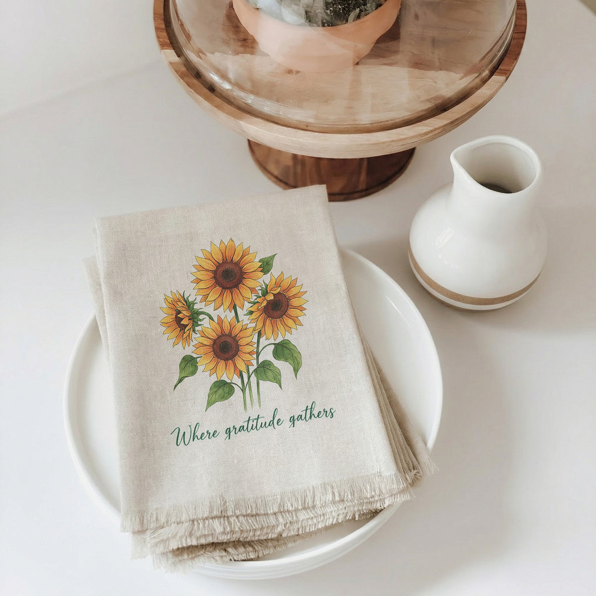 Where Gratitude Gathers Sunflower Cloth Napkins Set