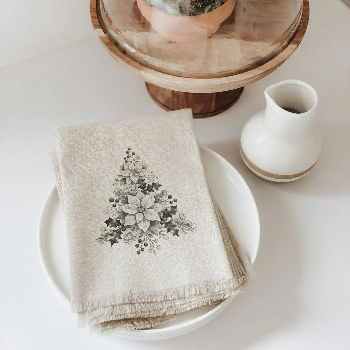 Floral Tree Foliage Christmas Cloth Napkins Set