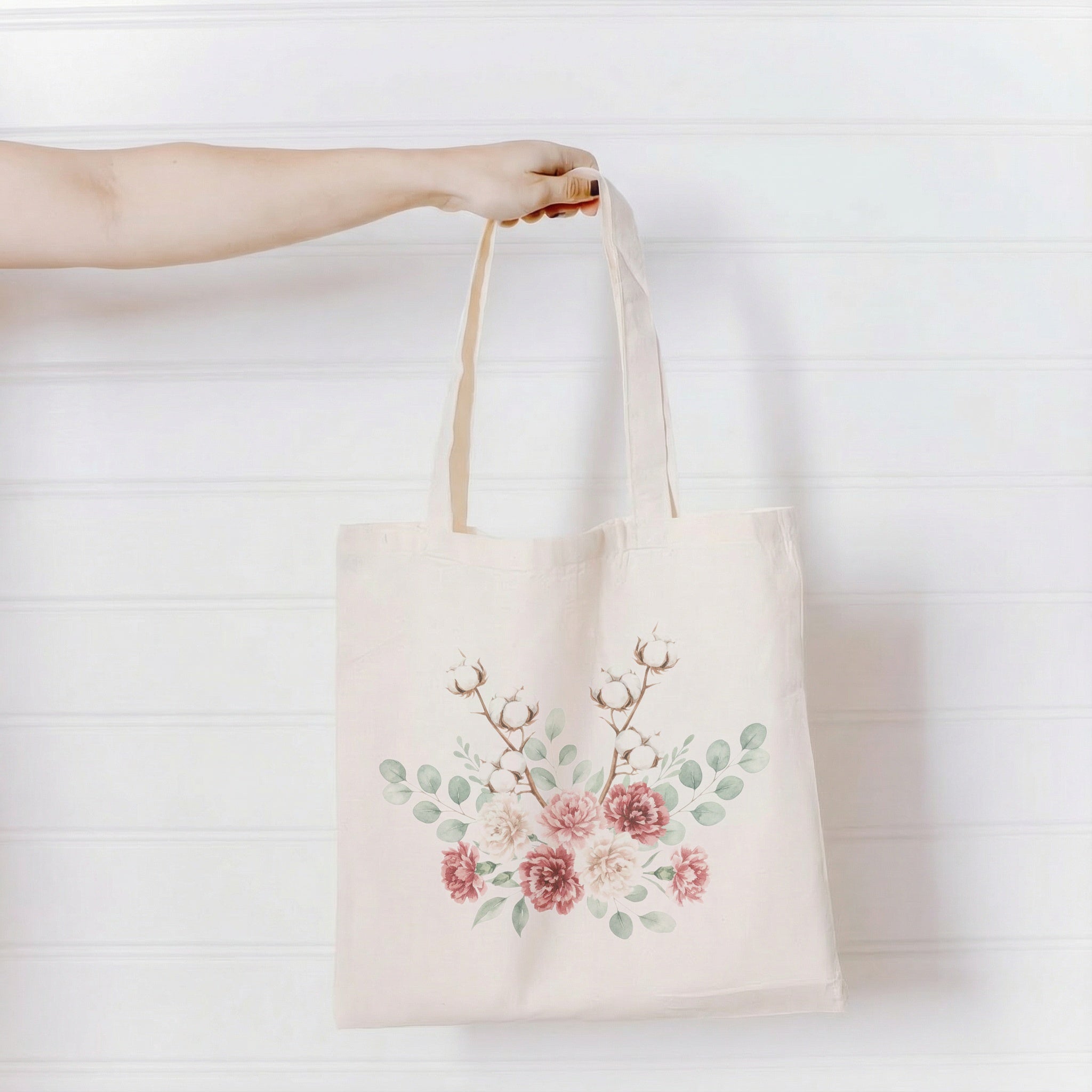 Tote Bags - Spring Cotton Bouquet