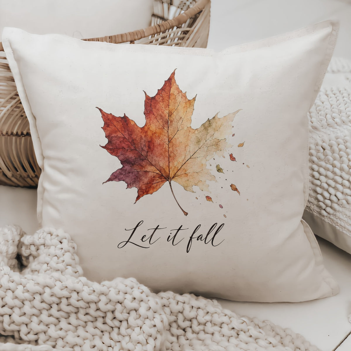 Let It Fall Maple Leaf Fall Throw Pillow