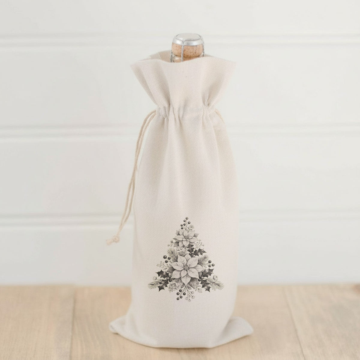 Floral Tree Foliage Christmas Wine Bottle Gift Bag