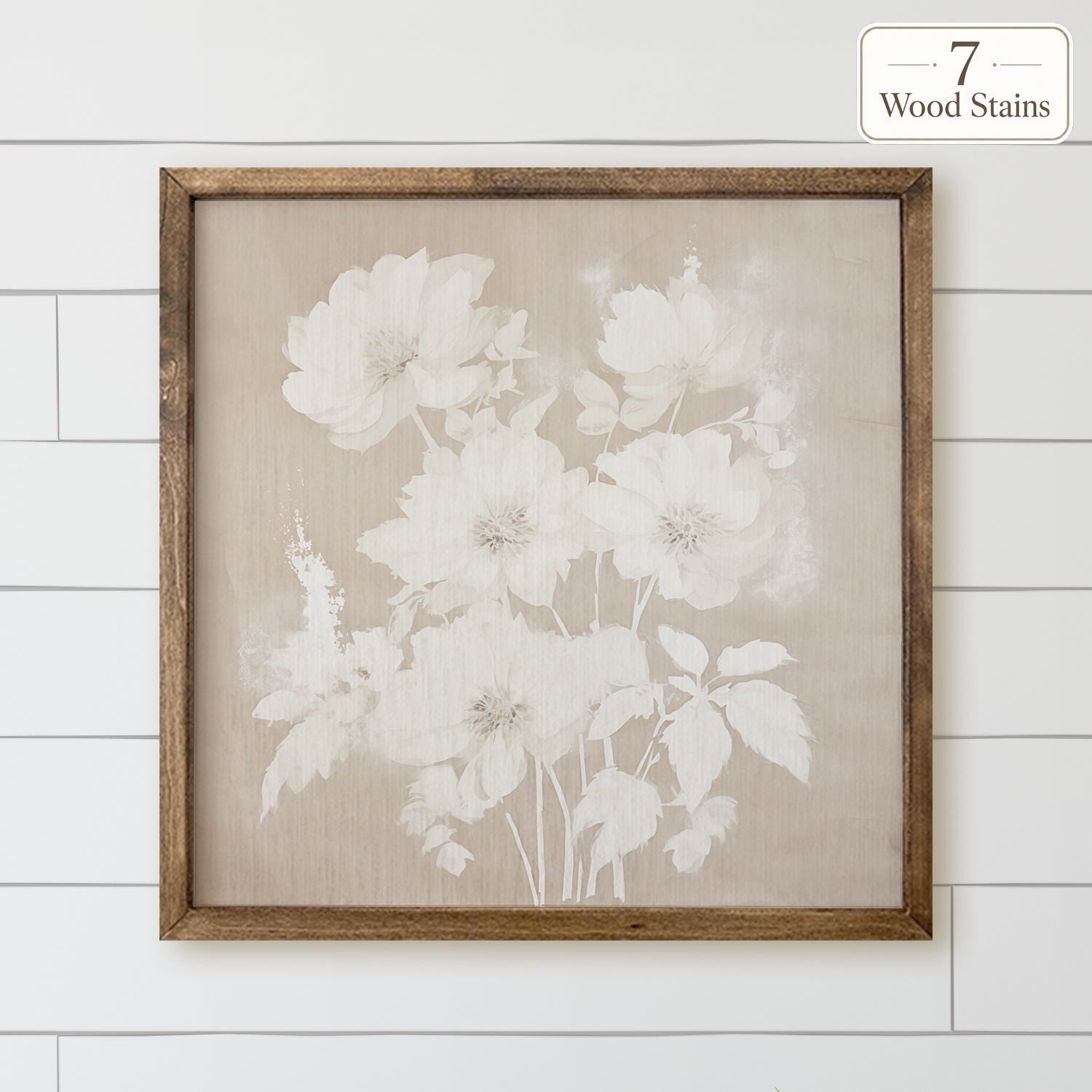 Wooden Frames - Cream Neutral Flowers