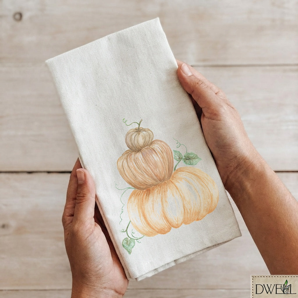 Tea Towel - Pumpkin Stack Watercolor