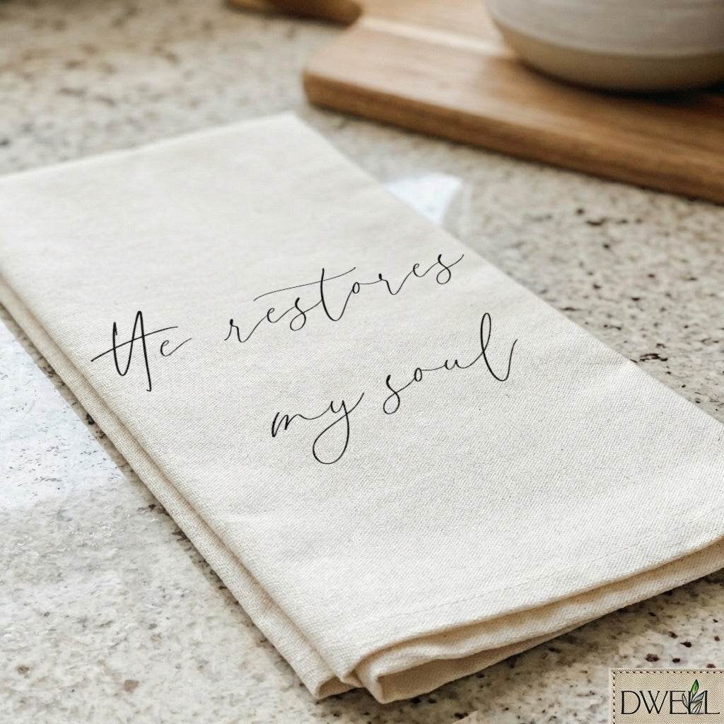 Tea Towel - He Restores My Soul