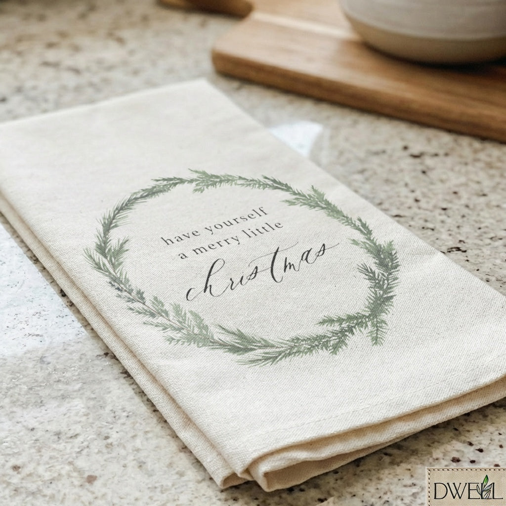 Tea Towel - Have Yourself a Merry Little Christmas Wreath