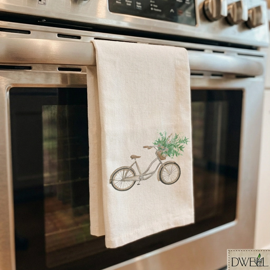 Tea Towel - Floral Bike Watercolor
