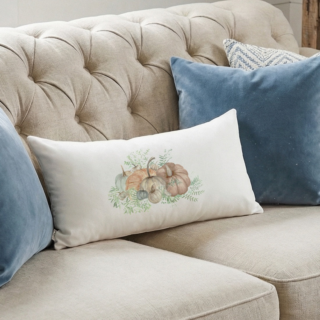 Lumbar Pillows - Pumpkin Bunch Watercolor