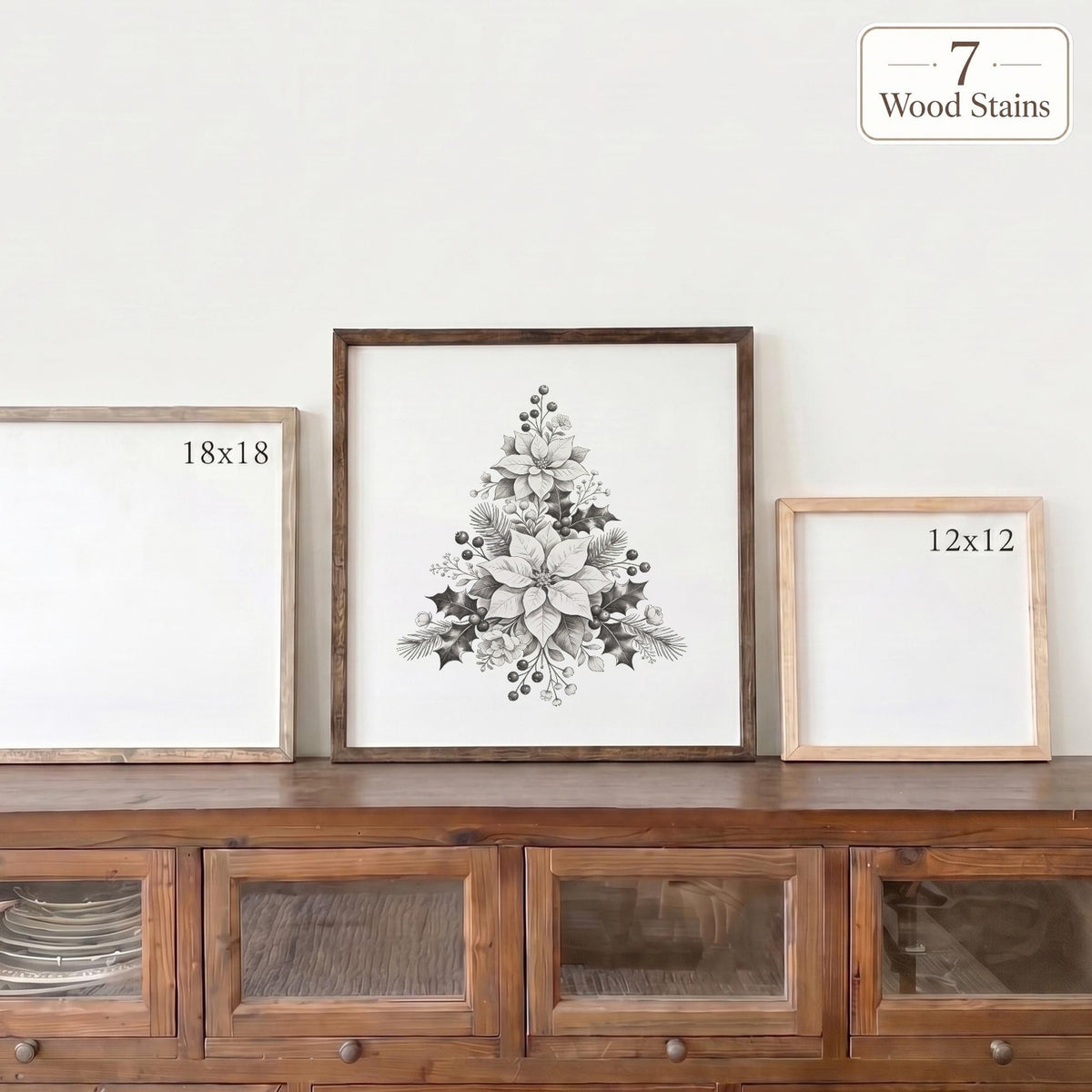 Floral Tree Foliage Christmas Framed Wall Art