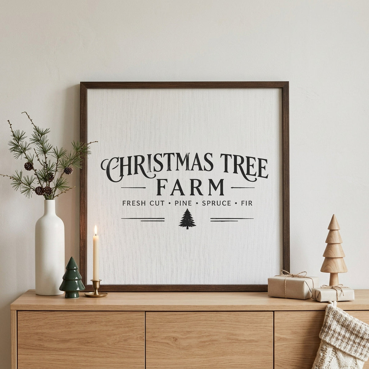 Reindeer Stables Christmas Wood-Framed Sign