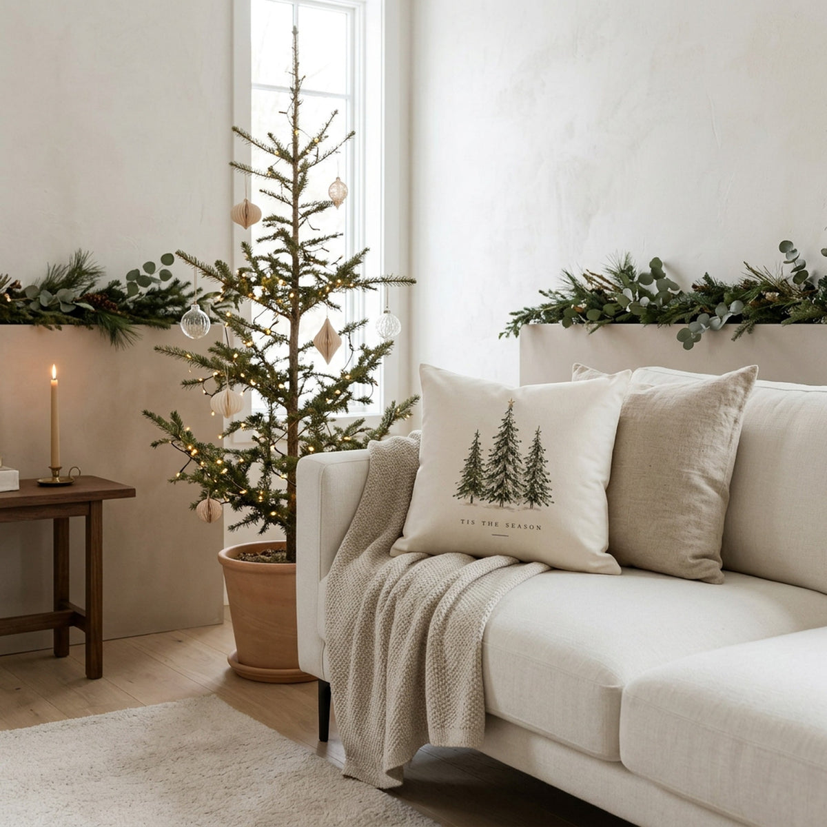 Tis The Season Christmas Tree Throw Pillow