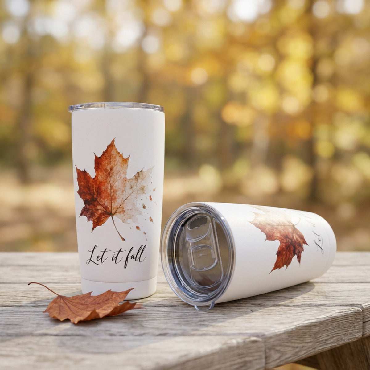 Let It Fall Maple Leaf 20 oz Printed Travel Mug