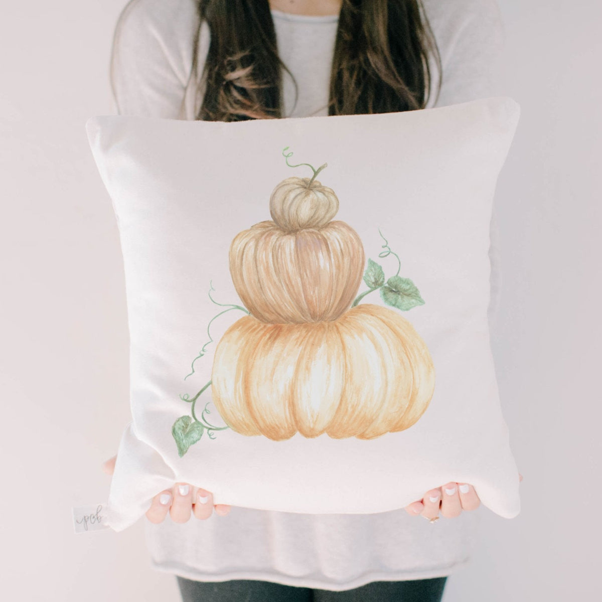 Throw Pillows - Pumpkin Stack Watercolor