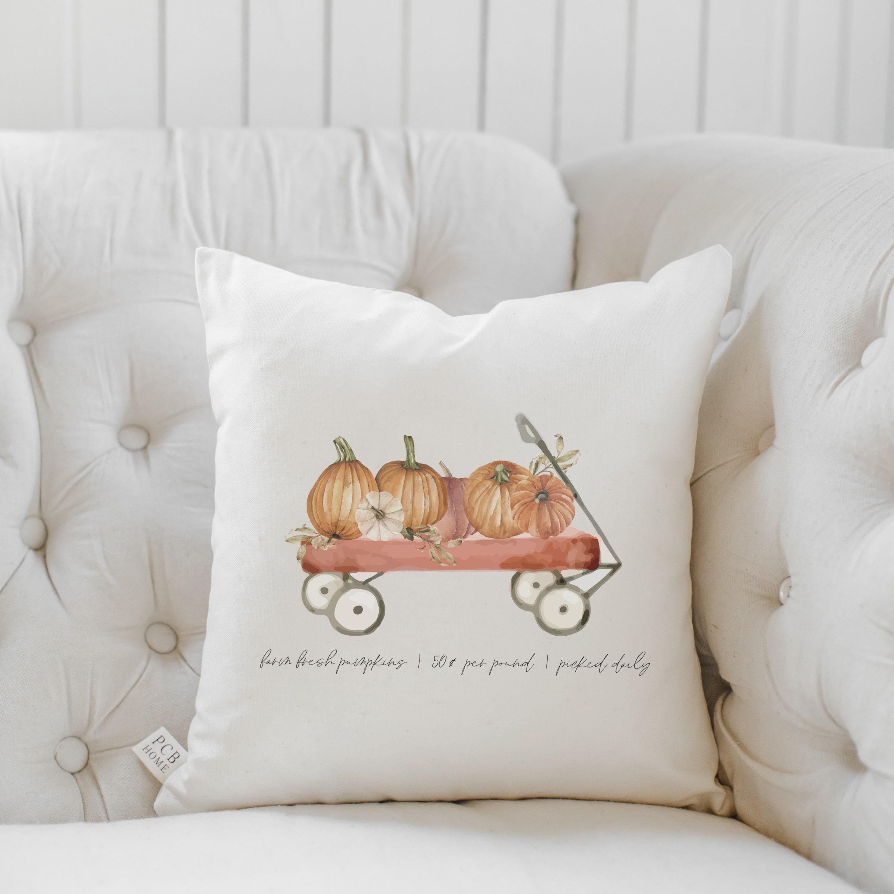 Throw Pillows - Pumpkin Wagon Watercolor