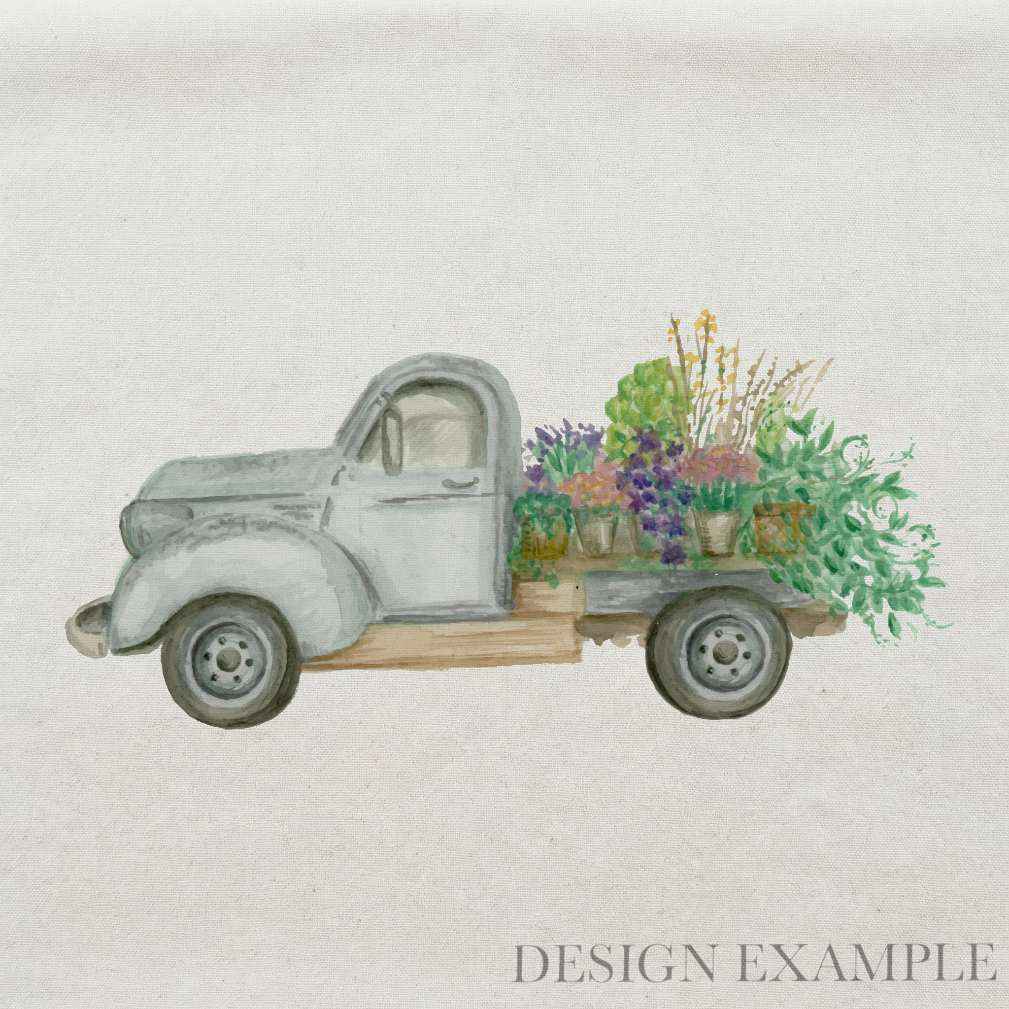 Tea Towel - Floral Truck Watercolor