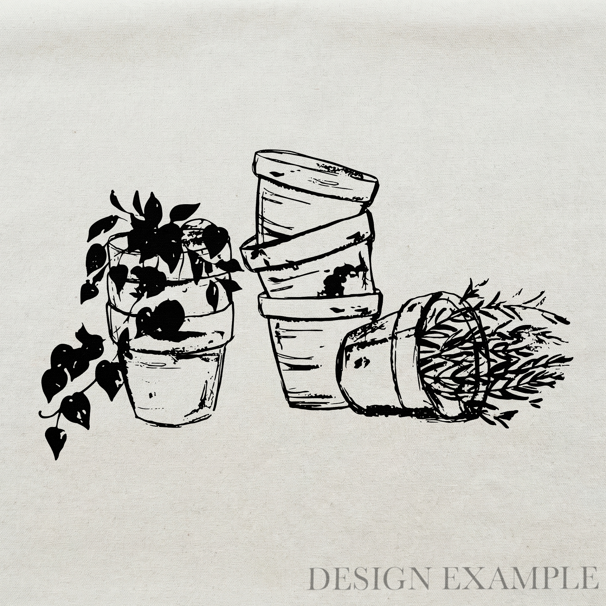 Tea Towel - Terra Cotta Pot Sketch