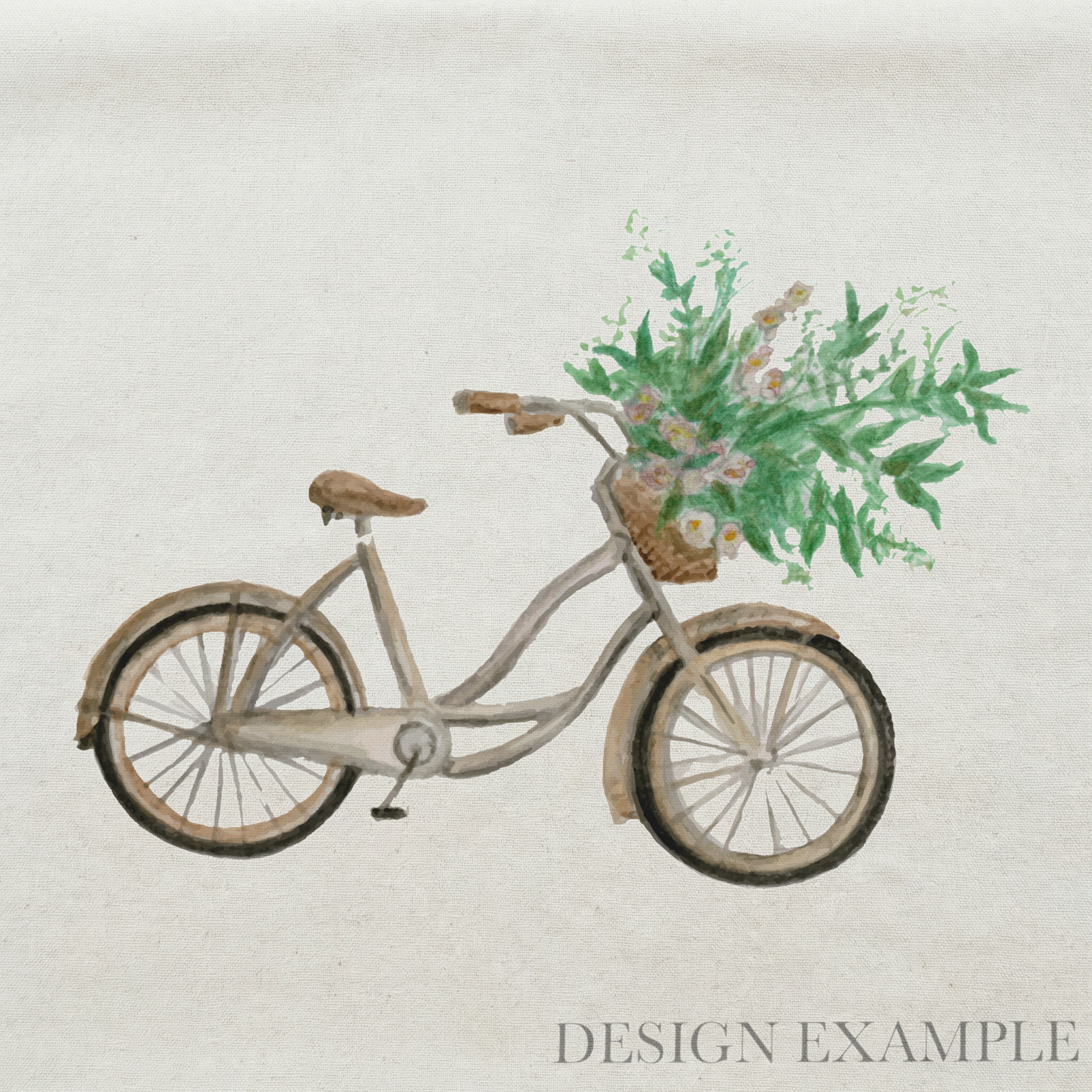 Tea Towel - Floral Bike Watercolor