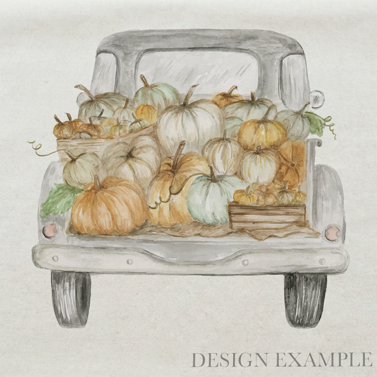 Tea Towel - Pumpkin Truck Watercolor