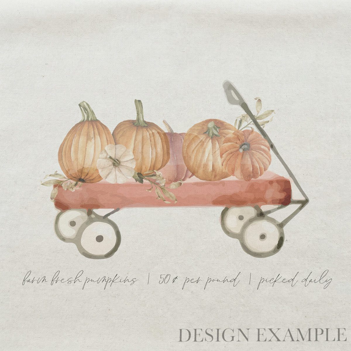 Tea Towel - Pumpkin Wagon Watercolor