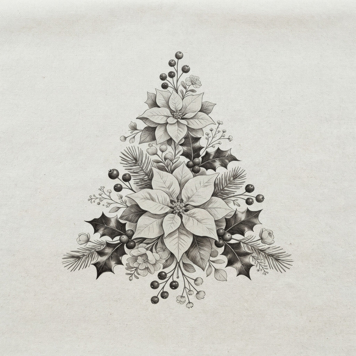 Floral Tree Foliage Christmas Tea Towel