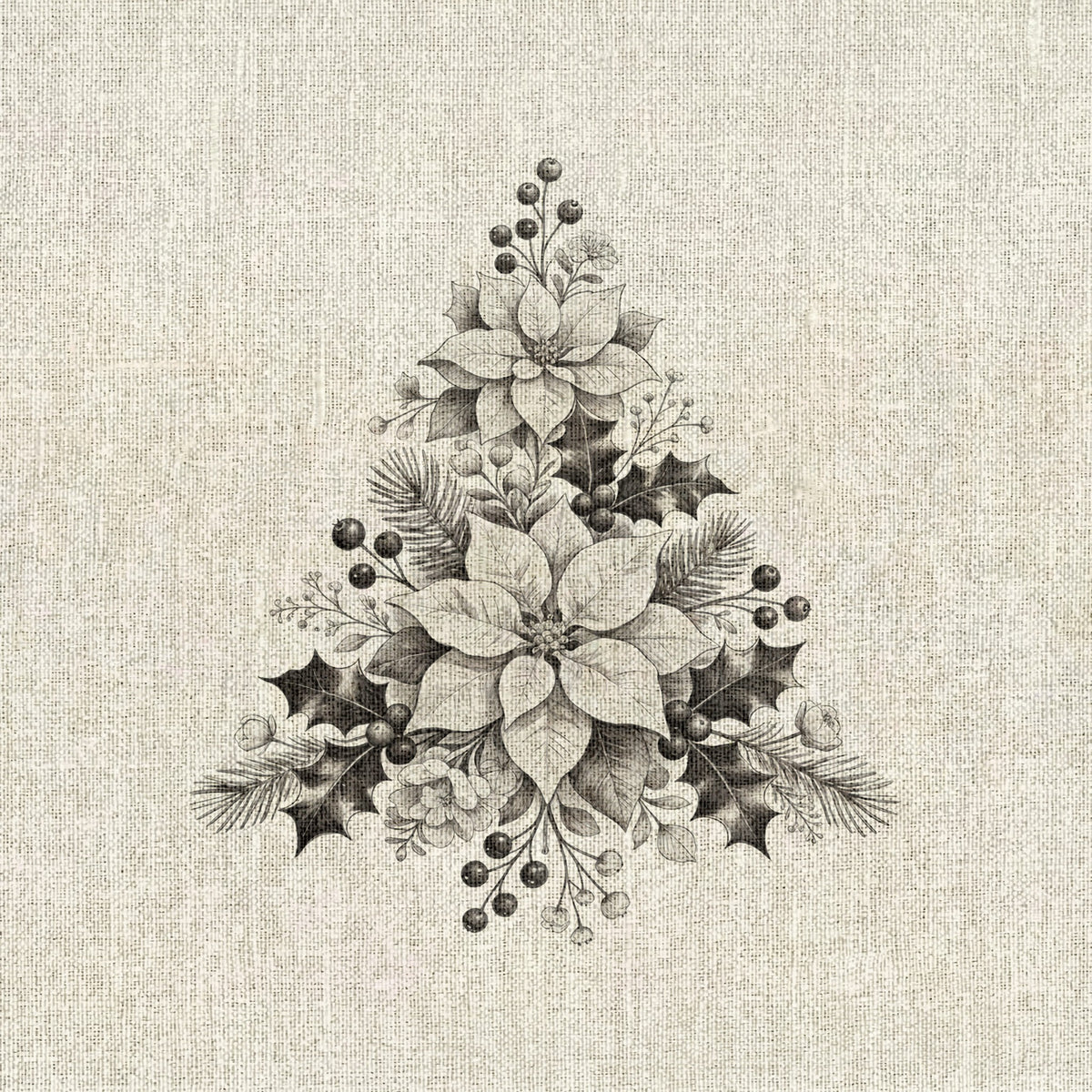 Floral Tree Foliage Christmas Cloth Napkins Set