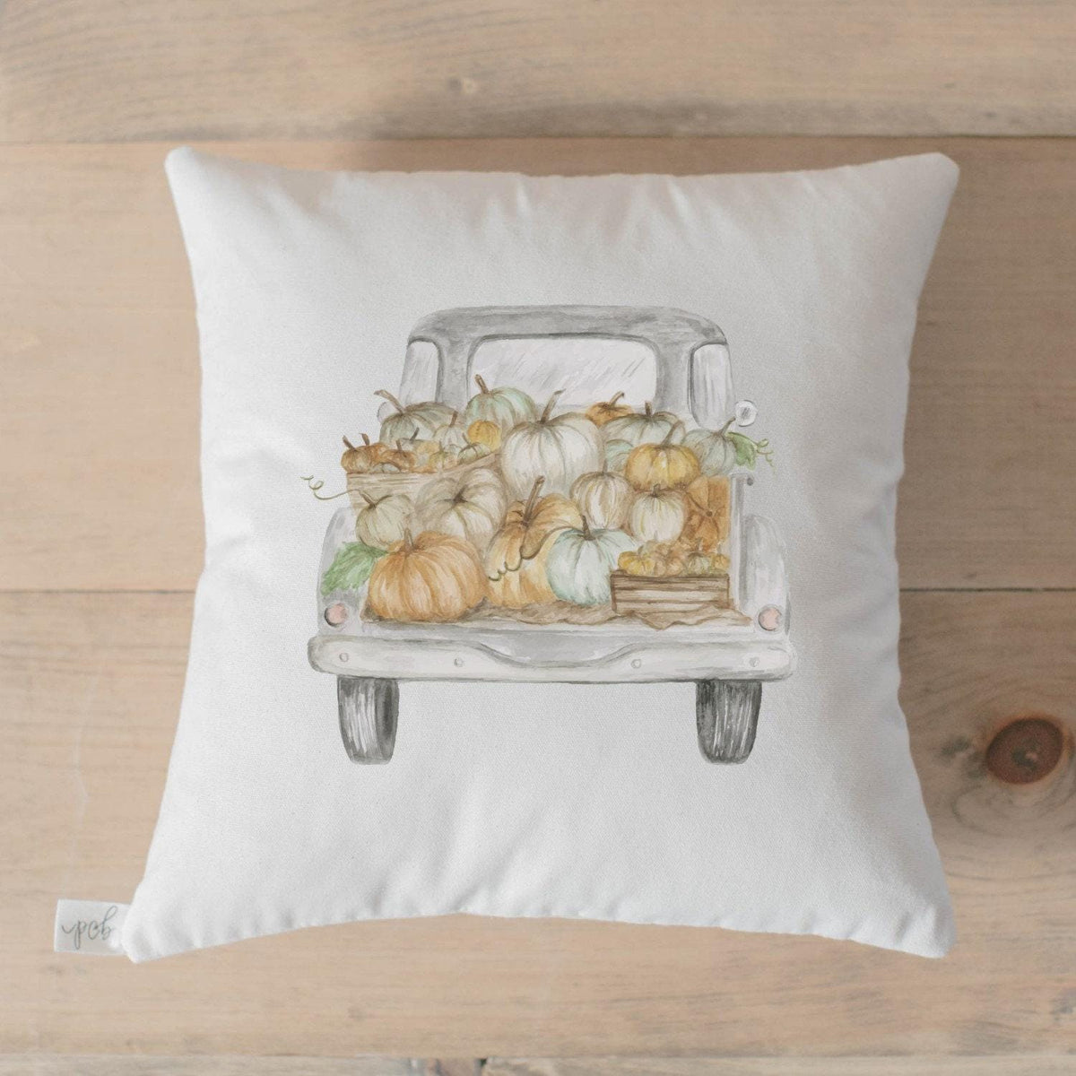 Throw Pillows - Pumpkin Truck Watercolor