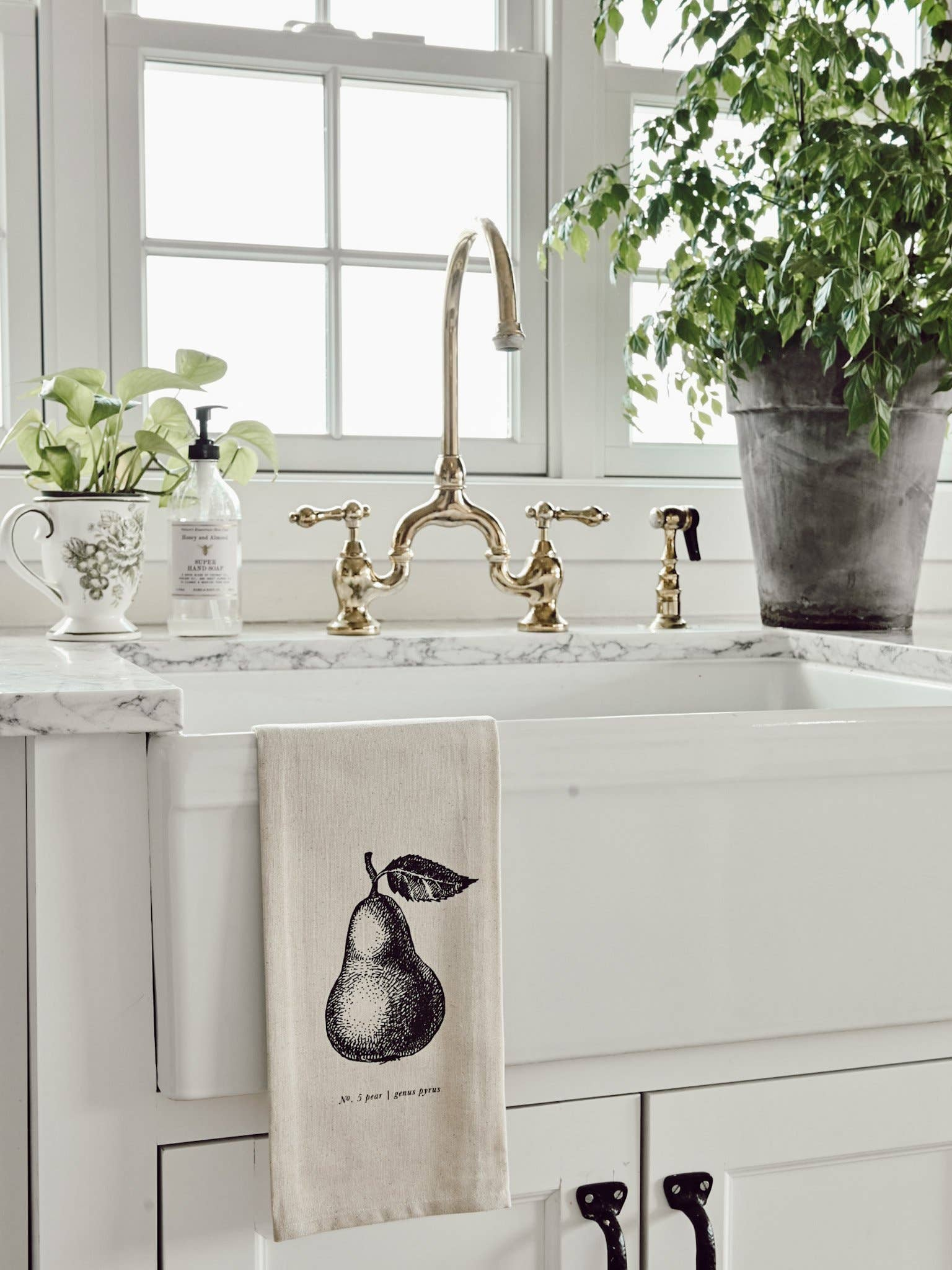 Tea Towel - FruitsVeggies Black + White