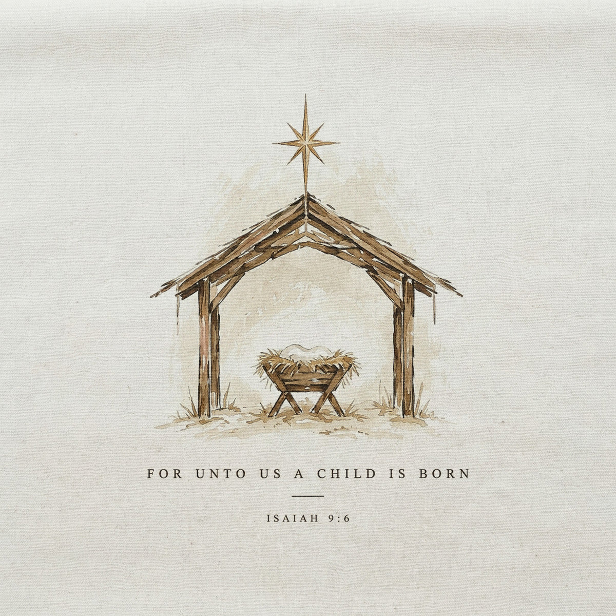 Nativity Throw Pillow with Isaiah 9:6 Scripture