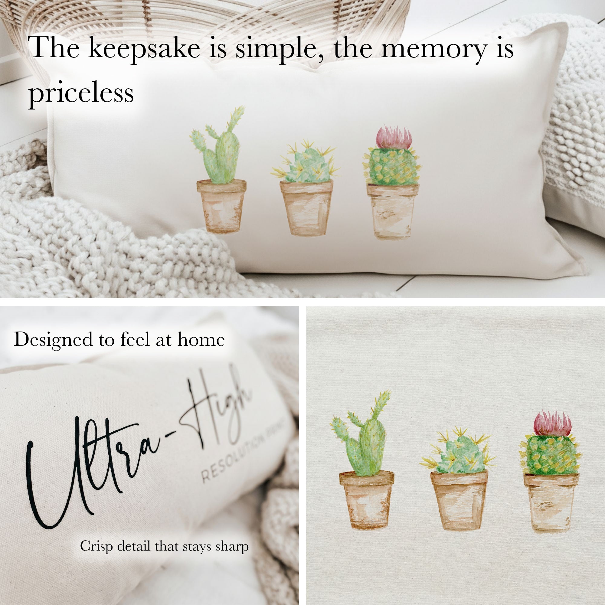 Lumbar Pillows - Cactus Watercolor