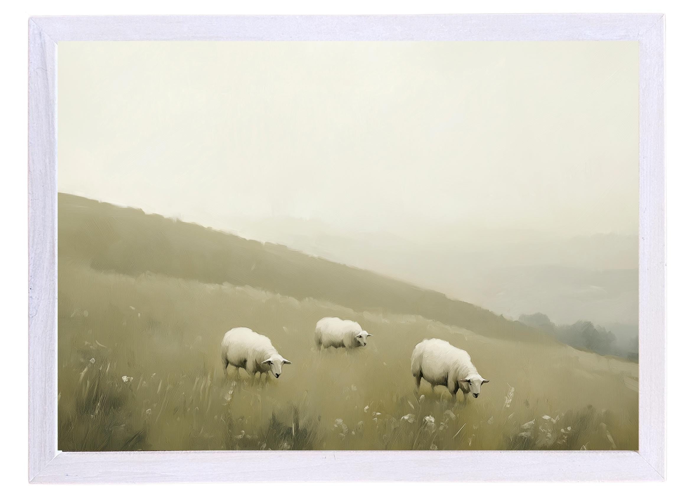 Wooden Frames - Grazing Sheep