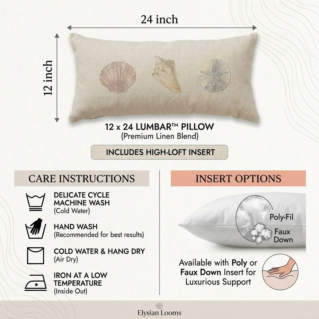 Lumbar Pillows - Sea Shells Watercolor
