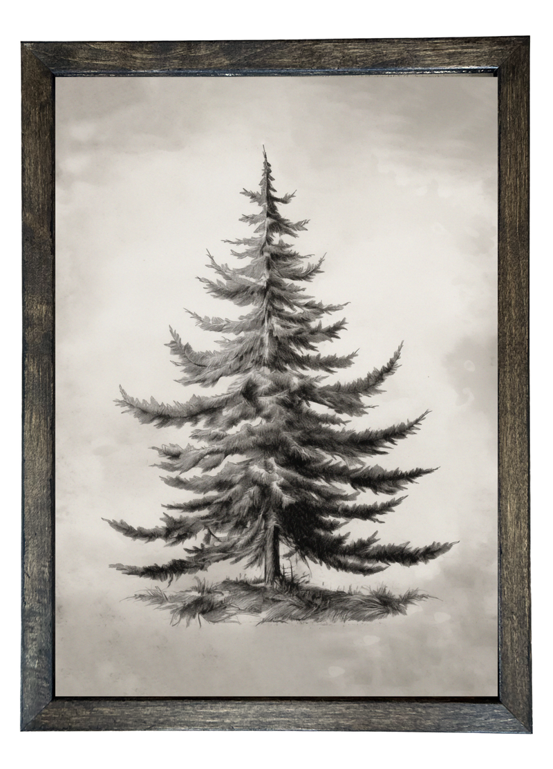 Black and White Winter Tree Wood Framed Print