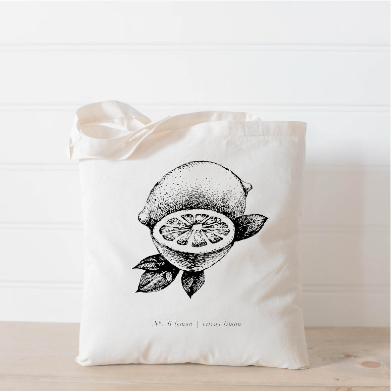 Tote Bags - FruitsVeggies Black + White