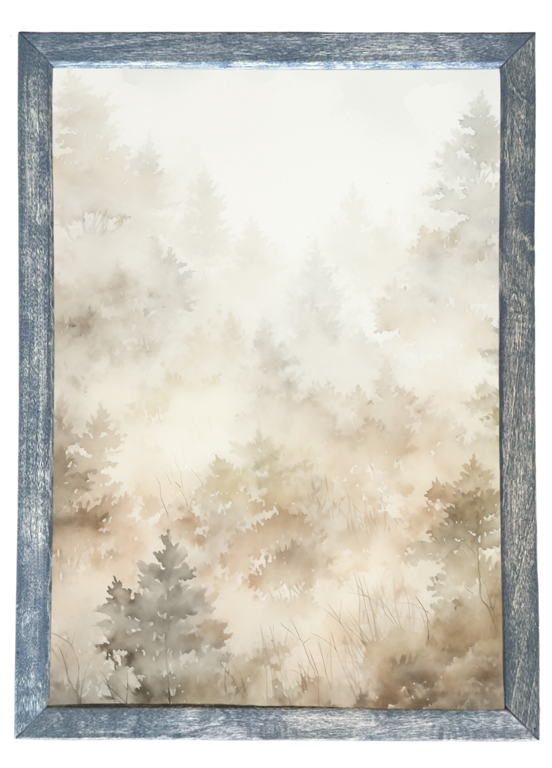 Neutral Tree Pattern Wood Framed Print