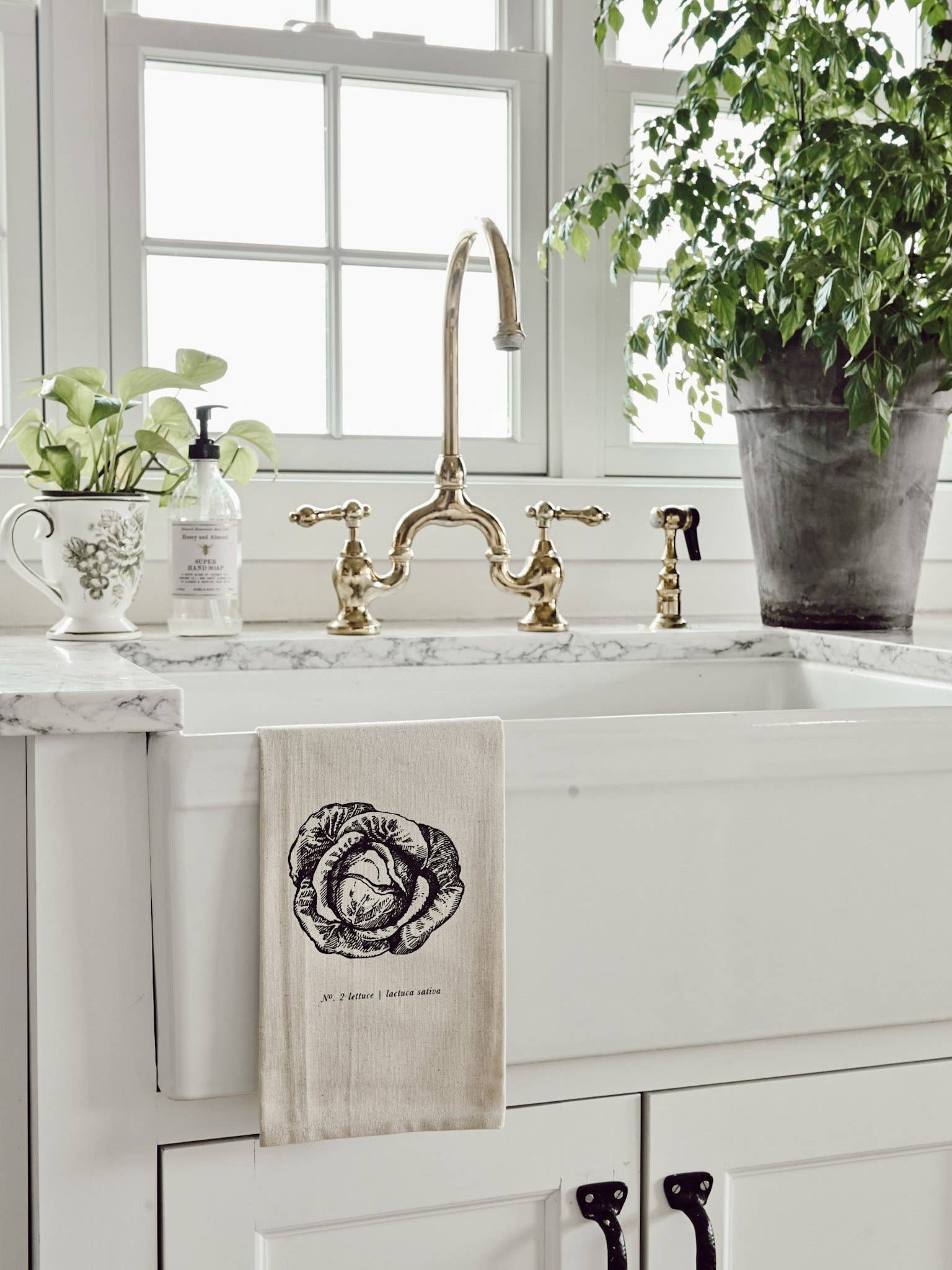 Tea Towel - FruitsVeggies Black + White