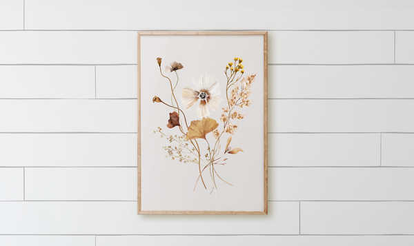 Autumn Wildflower Bouquet Wood Framed Sign