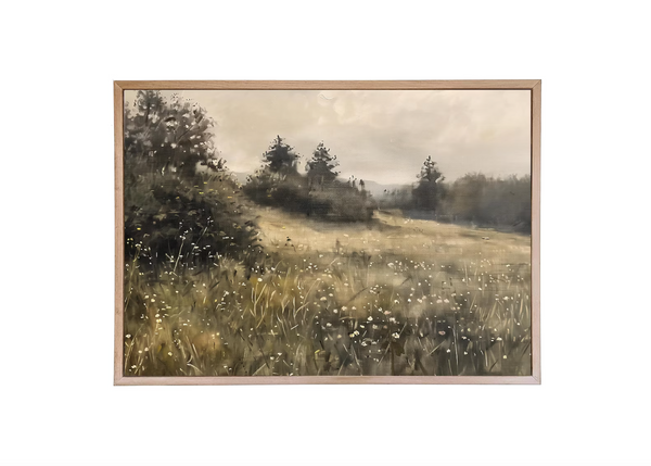 Evergreen Field Wood Framed Print