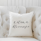 Throw Pillow - Autumn Blessings, calligraphy, home decor, fall decor, housewarming gift, cushion cover, throw pillow, seasonal pillow