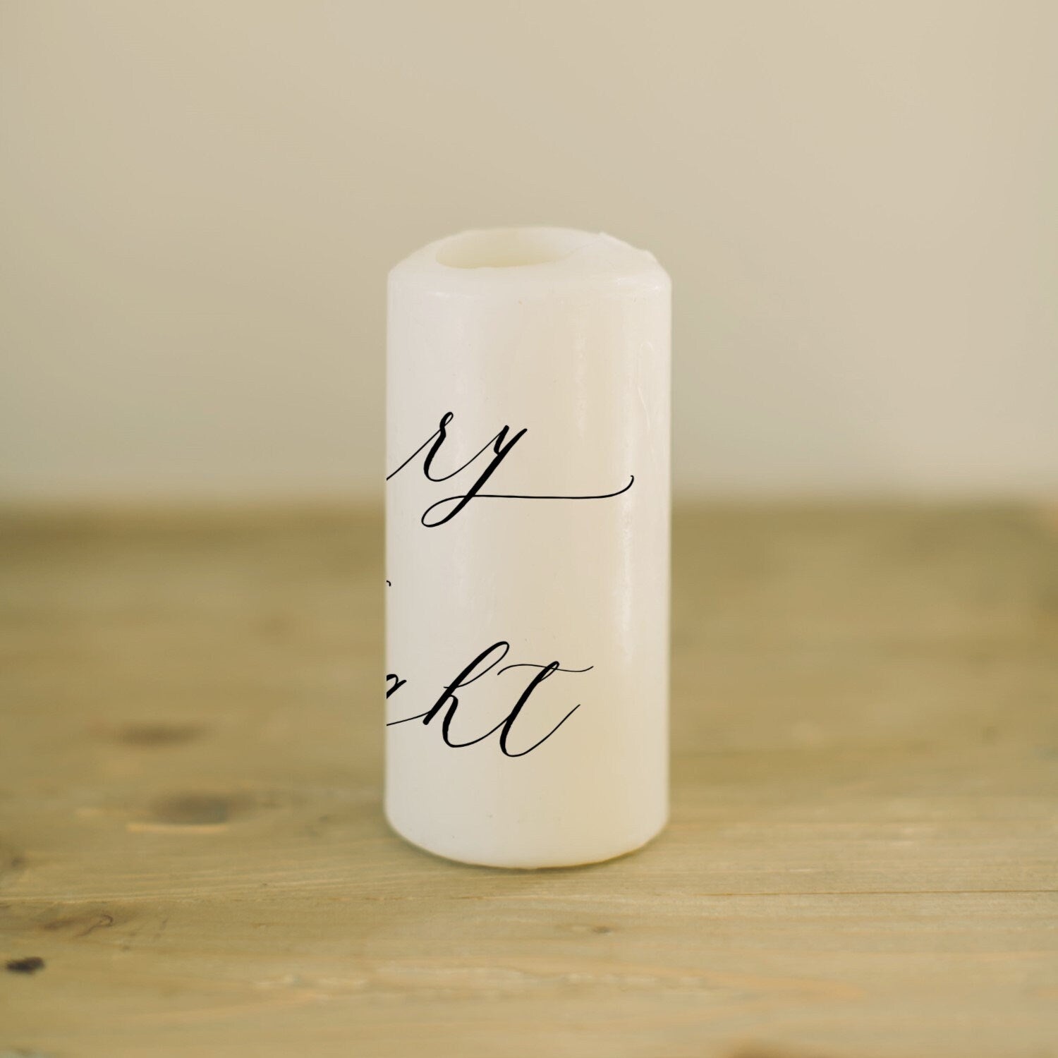 Christmas Pillar Candle - Merry & Bright, home decor, housewarming gift, rustic, Christmas Decor, Holiday Decor, Christmas Gift